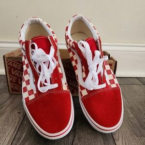 Vans Old Skool Red Checkered Sneakers M7 W8.5